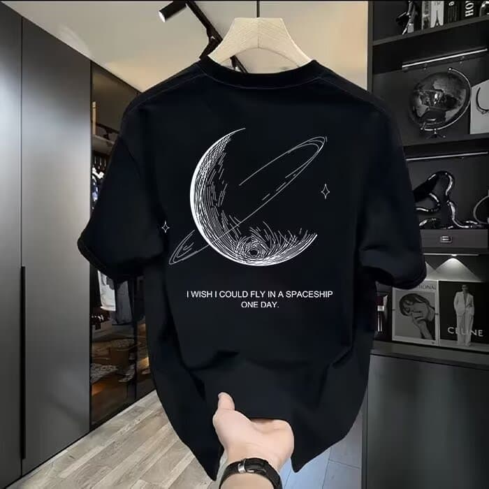 Circle Moon Printed Oversized T-Shirt