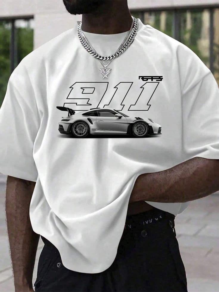 911 Car Printed Oversized T-Shirt