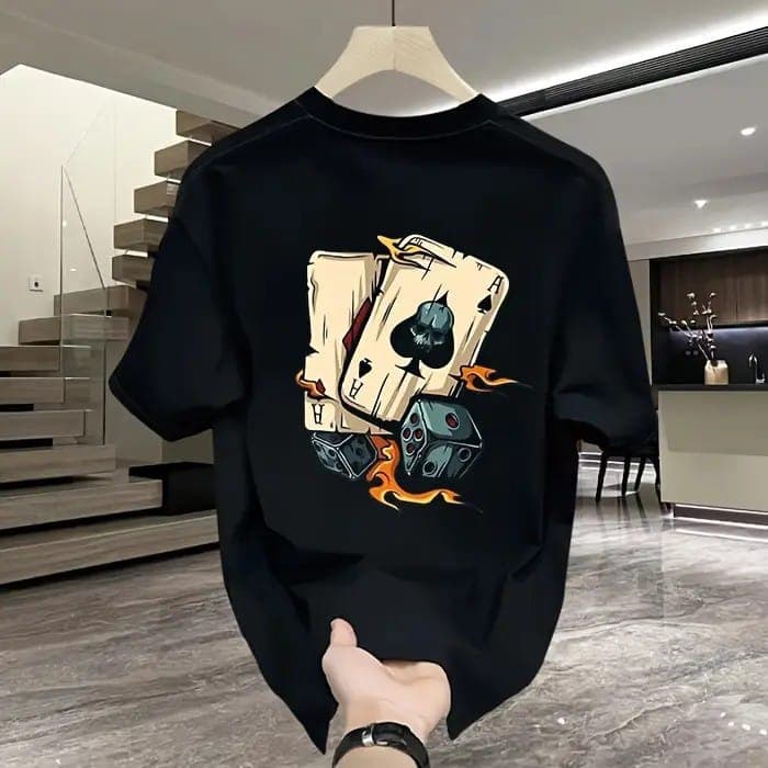 Dice Printed Down SholderT-Shirt