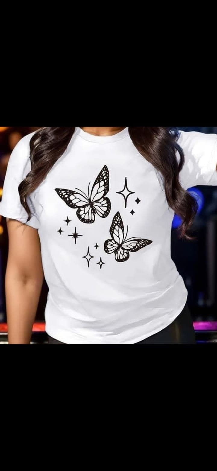 Black Buterfly DTF printed Oversized T-Shirt