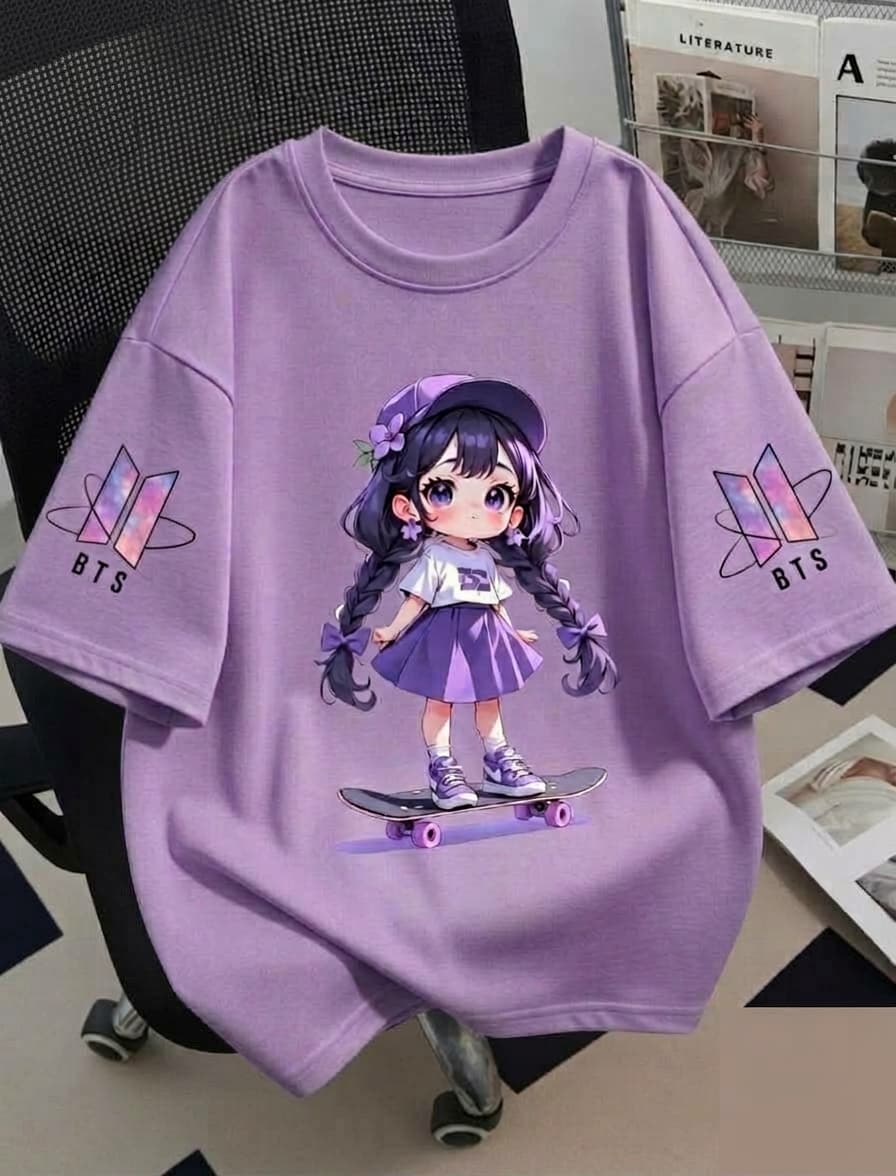 Cute Doll DTF printed Oversized T-Shirt