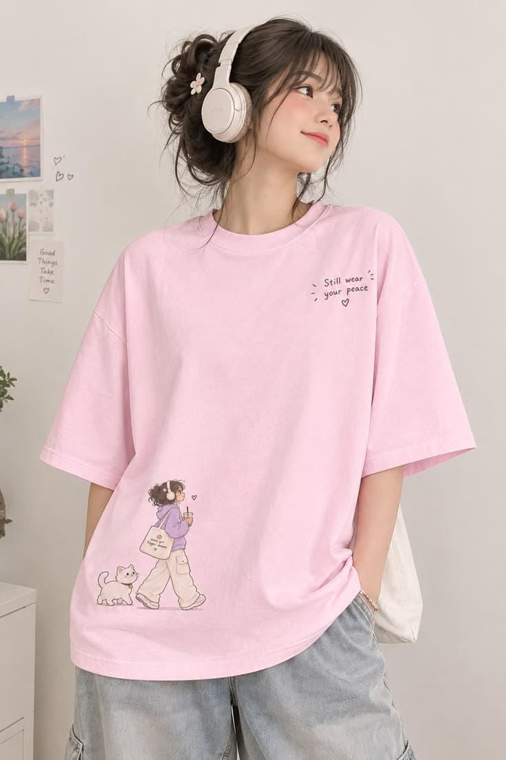 Anime Girl  Printed Oversized T-Shirt