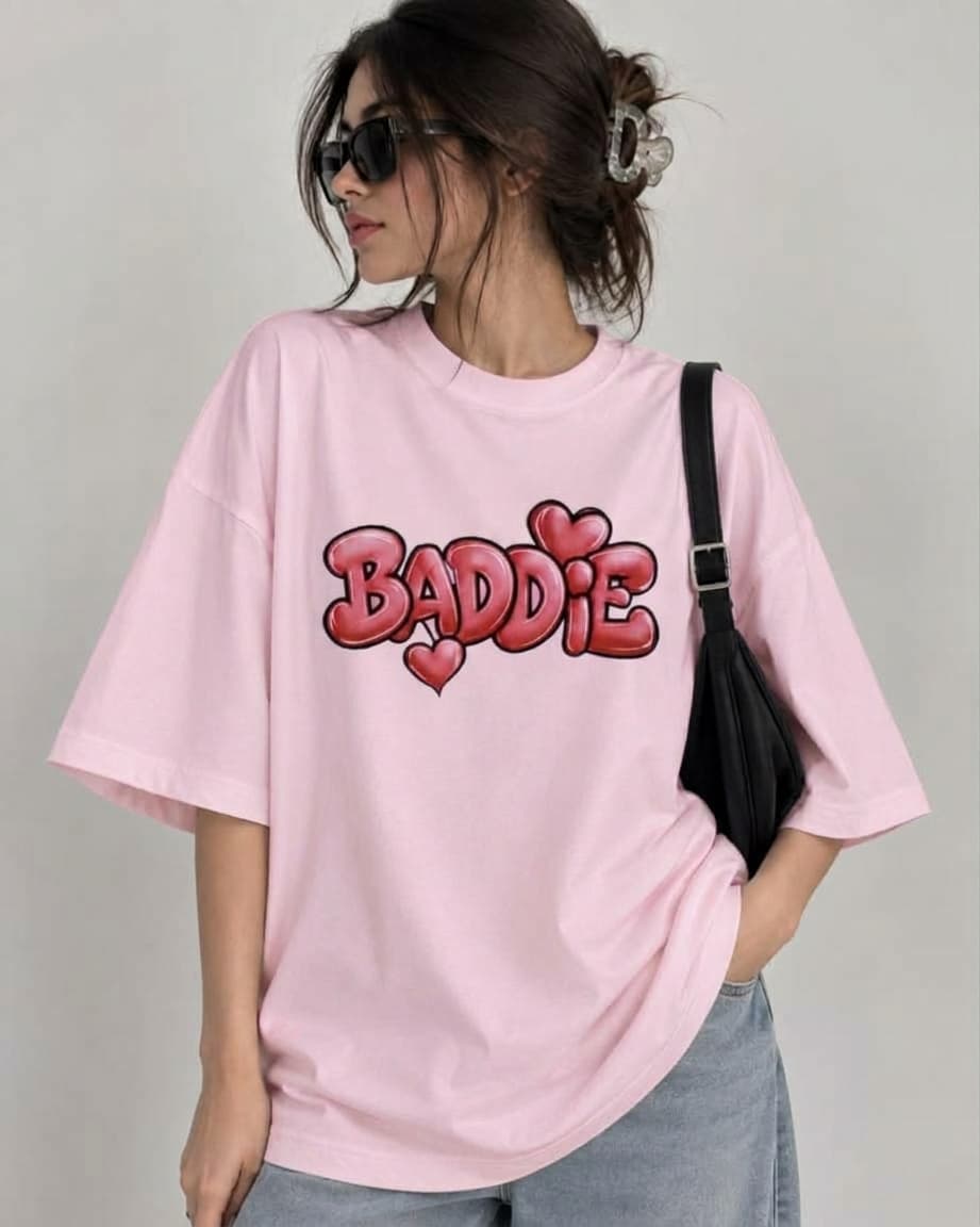 Baddie DTF printed Oversized T-Shirt